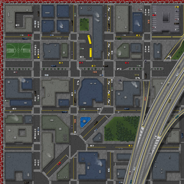 Overhead city map for browser game